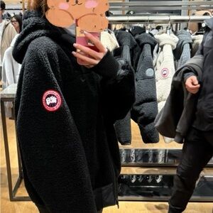 Black Hooded Jacket with Logo Patch